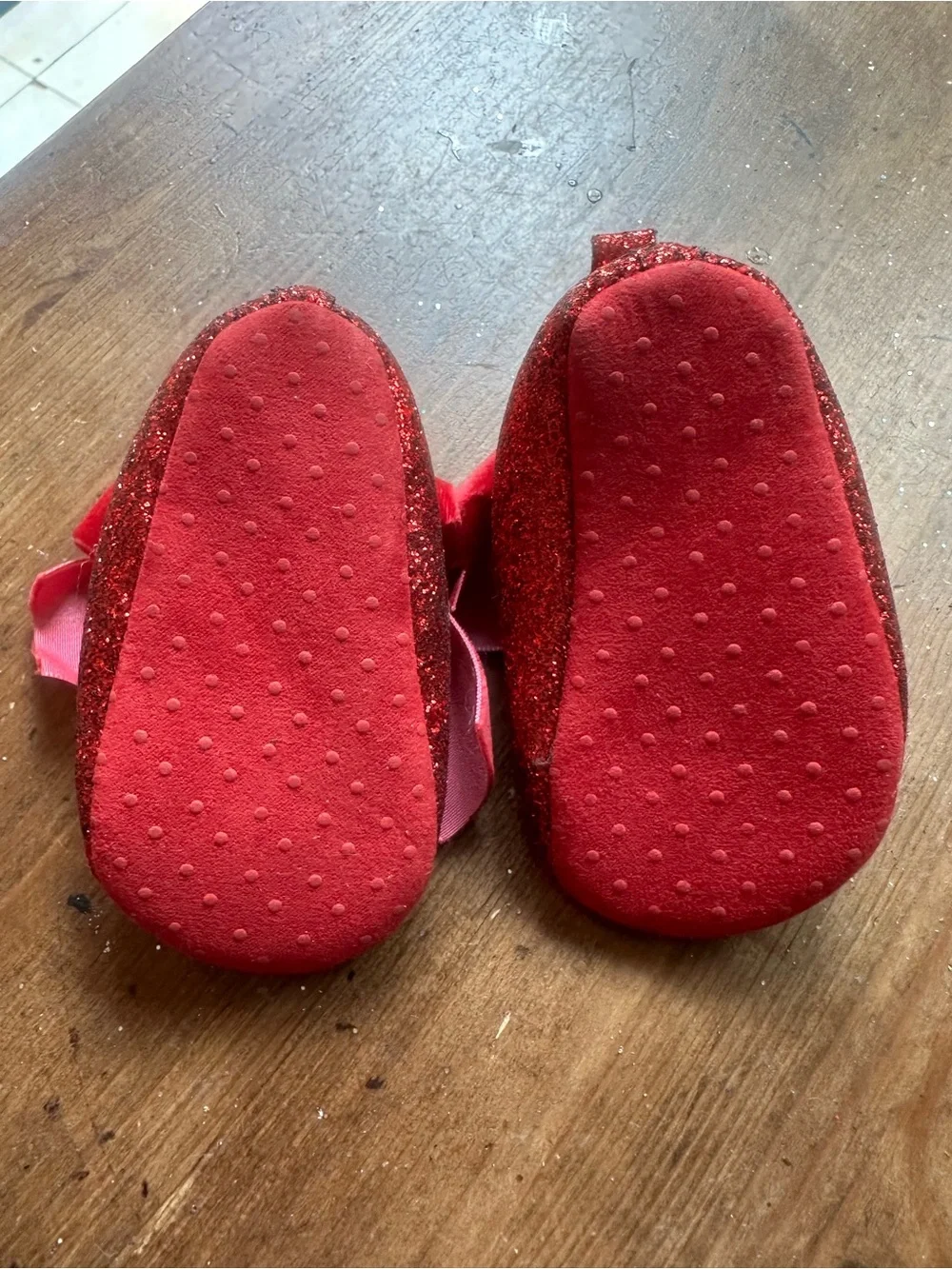 Target Red Glitter Baby Dress Shoes with Velvet Bows